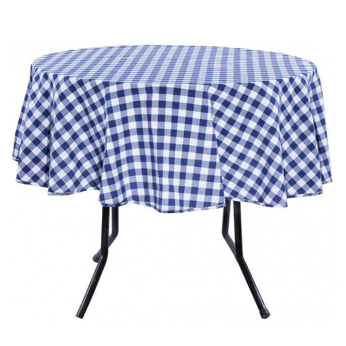 Скатерть круглая синяя клетка Ø1,5м в аренду
