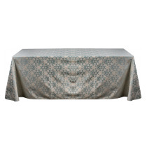 Скатерть овальная бежево-оливковая 3,2*2,3м