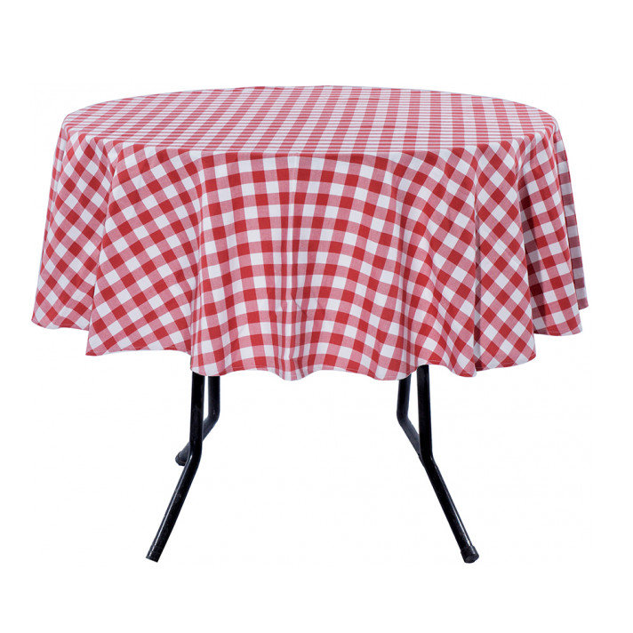 Скатерть круглая красная клетка Ø1,5м в аренду